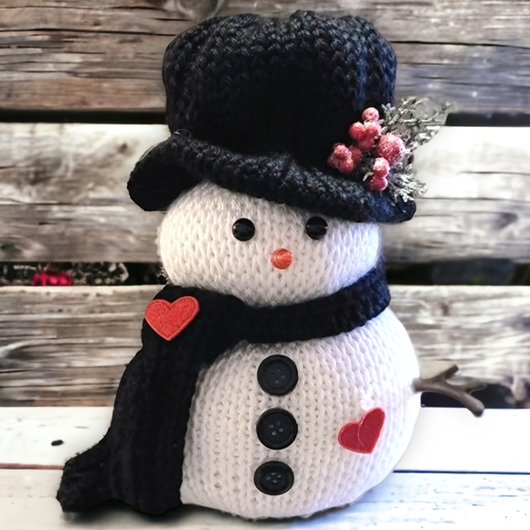 Handcrafted 9" Snowman w/ Top Hat Christmas Decor Winter Holiday Gift Decoration - Picture 3 of 13